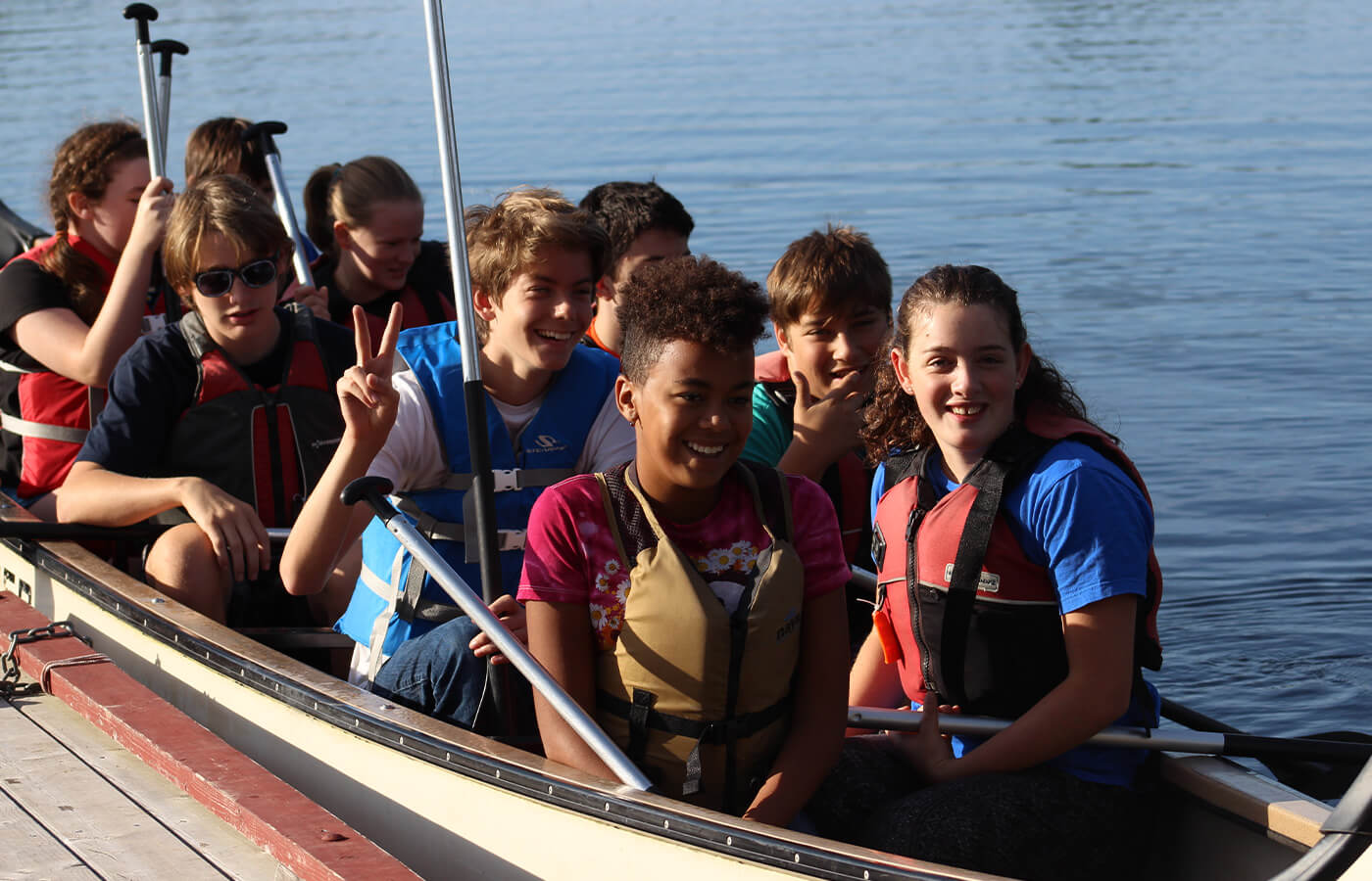 Studens in a canoe