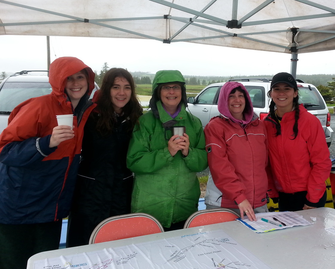 Five people in a tent